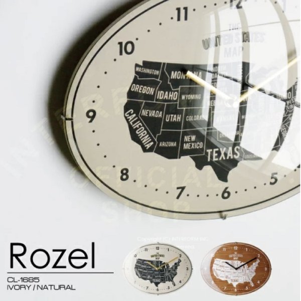 画像1: Rozel ローゼル 掛け時計 おしゃれ かわいい 時計 インテリア ステップムーブメント 壁時計 壁掛け時計 レトロ ヴィンテージ アンティーク アメリカン リビング ダイニング キッチン 寝室 書斎 カフェ 前面ガラス インターフォルム (1)