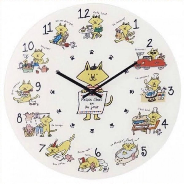 画像1: 【訳あり】Chat シャト 壁掛け時計 クロック かわいい 子供部屋 時計 カラフル キツネ 北欧 インターフォルム (1)