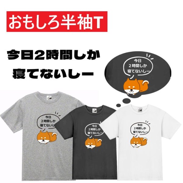 画像1: 今日２時間しか寝てないしープリント半袖Tシャツ パロディ S M L XL 2XL 3XLおもしろTシャツ メンズ レディース 半袖 Tシャツ おふざけTシャツ ホワイト ブラック グレー メッセージTシャツ (1)