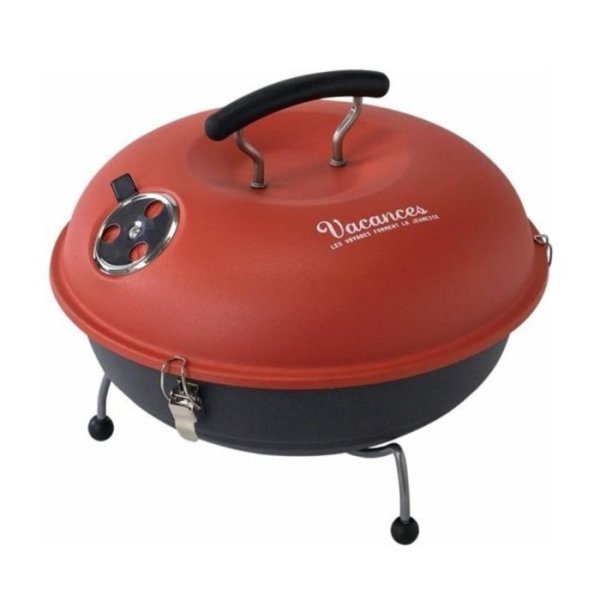 画像1: VACANCES バーベキュー レッド コンロ スモーク グリル バカンス ラウンド BBQ アウトドア 燻製 おしゃれ かわいい (1)